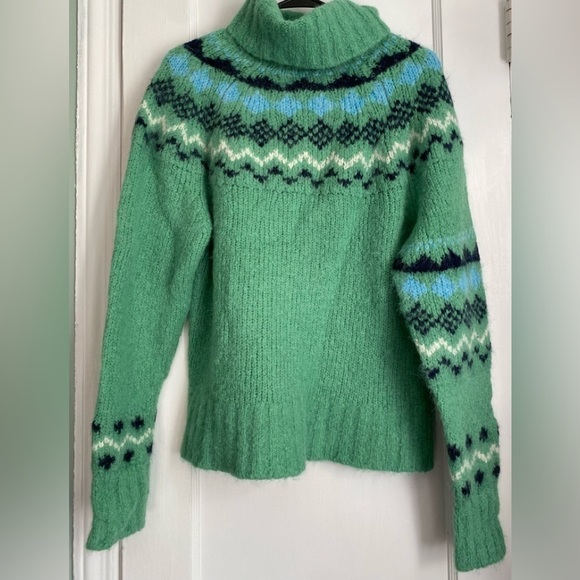 Derek Lam 10 Crosby Diagonal Grammer Fair Isle Turtleneck Sweater Size: Large - Picture 4 of 12